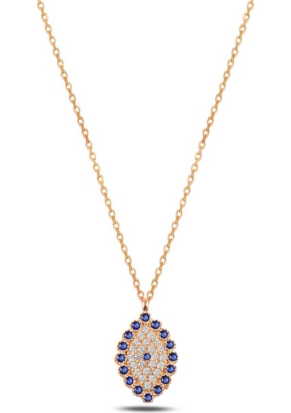 Zirkon Taşlı Rose Göz Model Kadın Gümüş Kolye Gklgozmodl2-Ros