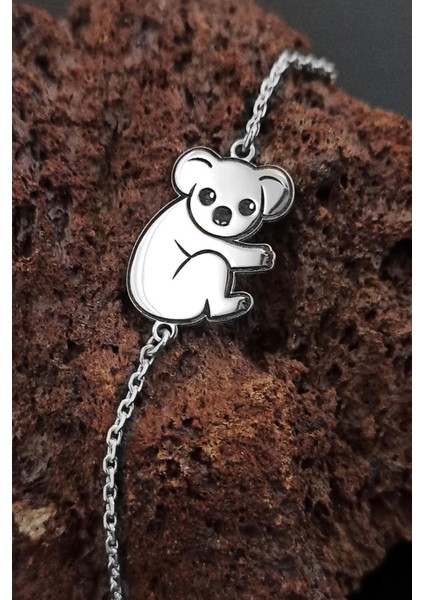 Koala Modelli Kadın Gümüş Kolye Zincir GKLKOALA001-GMS