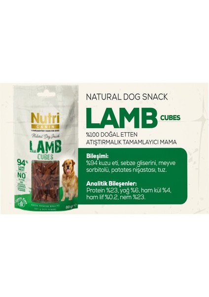 Kuzu Etli Küpleri Tahılsız Nutri Canin 80GR Köpek Ödülü 6