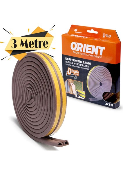 Kapı Pencere Fitili Soğuk Izolasyon Bandı Kahverengi 2x3=6 mt