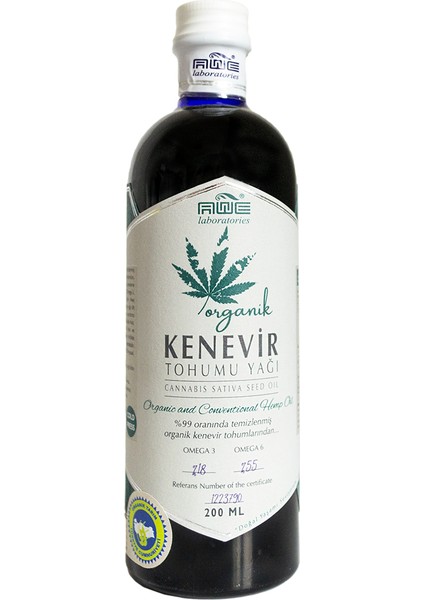Organik Kenevir Tohumu Yağı, Bağışıklığı Destekleyici Omega3-6-9 Içerir, Sertifikalı KENEVIR,200 ml