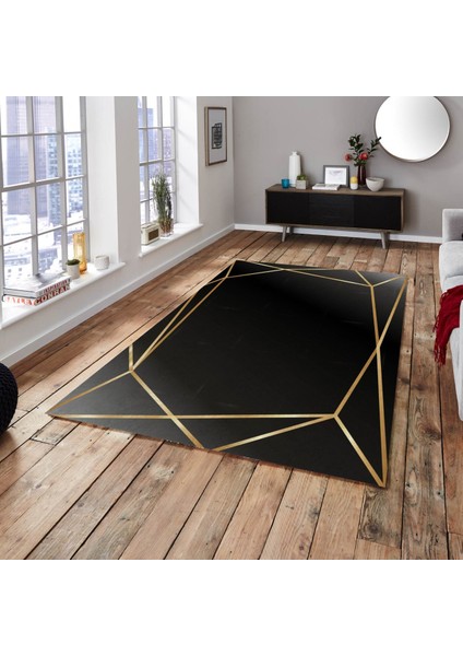 Cappio Gold Çizgili Halı (Makine'de Yıkanabilir)