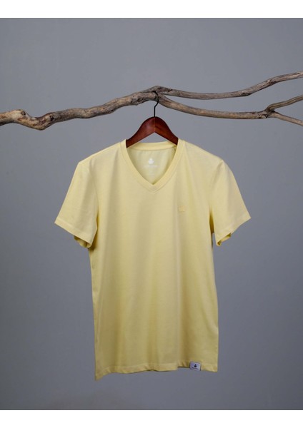 Erkek V Yaka T-Shirt Neo-Alpes Açık Sarı