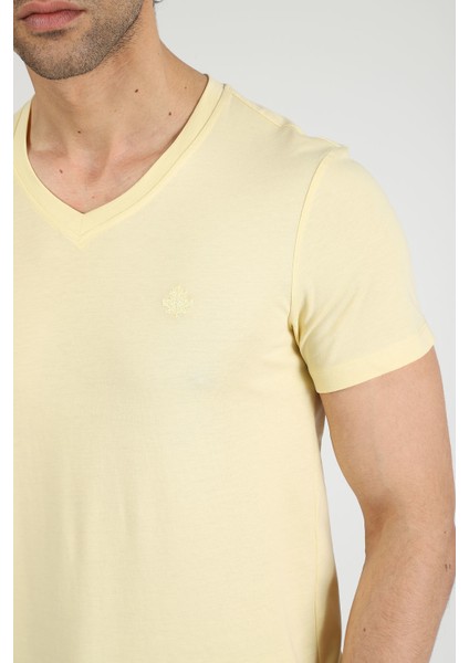 Erkek V Yaka T-Shirt Neo-Alpes Açık Sarı indirimleri