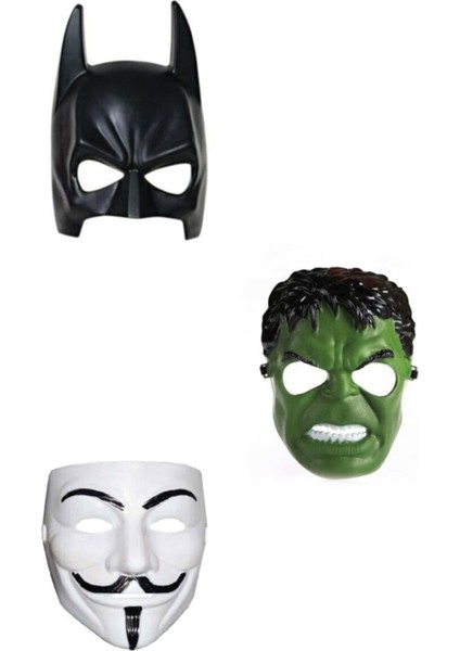 3'lü Maske Seti ( Batman Maskesi , Hulk Maskesi ,vandetta Maskesi)