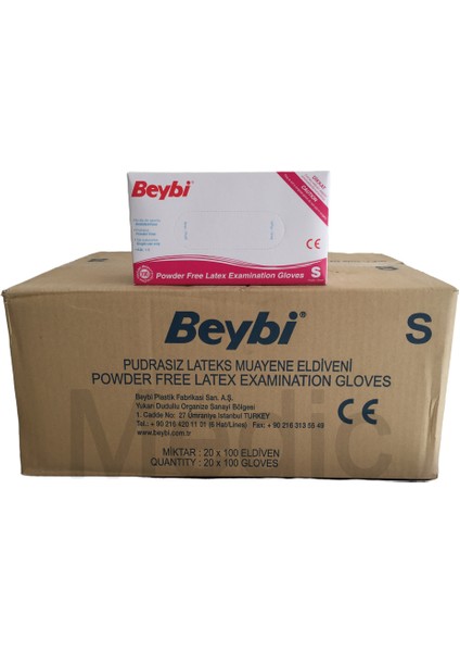 Pudrasız Lateks Eldiven 100'LÜ (Small) - 20 Paket - 1 Koli