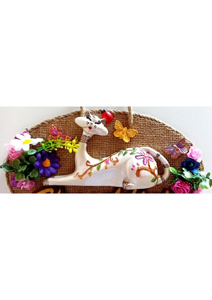 Kedi Figürlü El Yapımı Hoşgeldiniz Kapı Süsü