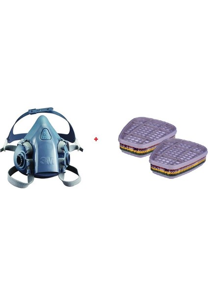7502 Yarım Yüz Maskesi (Orta Boy) +3m 6059 Abek1 Filtre