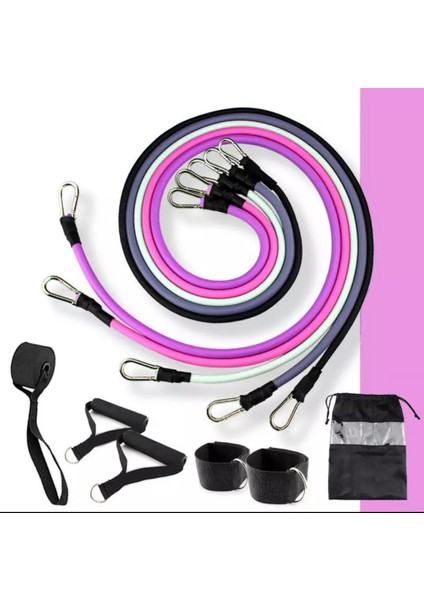 11'li Latex Direnç Lastiği Egzersiz Direnç Lastiği Full Set