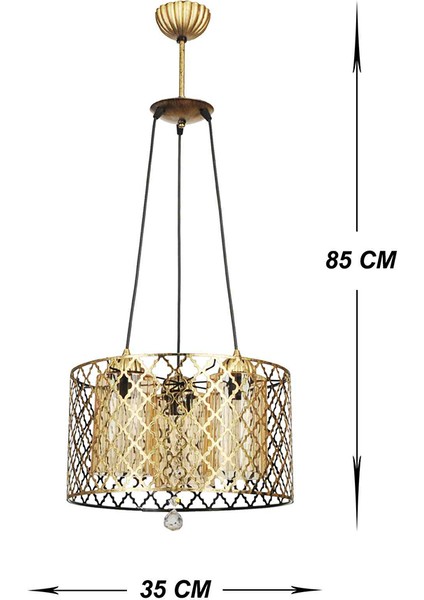 3lü Kulin Avize (Siyah Sarı Patine) fiyatları