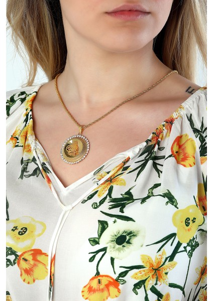 Prenses Pırlanta Kadın 14 Ayar Altın Yuvarlak Model Taşlı Osmanlı Tuğrası fiyatları