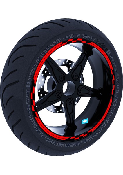 Moto Gp Yarış Bayraklı Bayrak Kırmızı Jant Şeridi Sticker Çınar Extreme