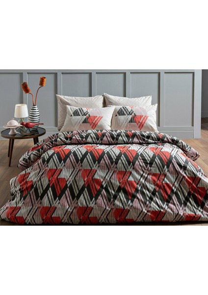 Polycotton Retro Tek Kişilik Nevresim Takımı - Kiremit