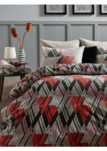 Polycotton Retro Tek Kişilik Nevresim Takımı - Kiremit modelleri