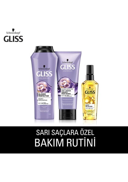 Blonde Perfector Mor Şampuan 250 Ml+Mor Maske 200 Ml+Gliss Ultimate Oil Elixir Yağ İksiri 75 Ml