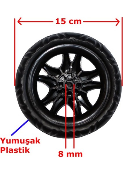 Tak Çıkar Pazar Araba Teker Geçmeli Bebek Arabası Tekerleği SİYAH 15 CM 2 ADET