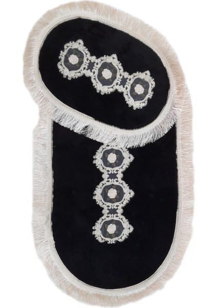 Shems Siyah 2li Dantelli ve Saçaklı Klozet Takımı Banyo Halısı Paspası Seti fiyatları