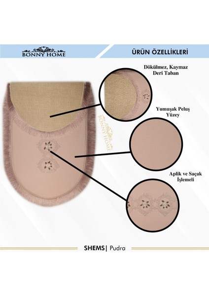 Shems Pudra 3lü Dantelli ve Saçaklı Klozet Takımı Banyo Halısı Paspası Seti fırsatları