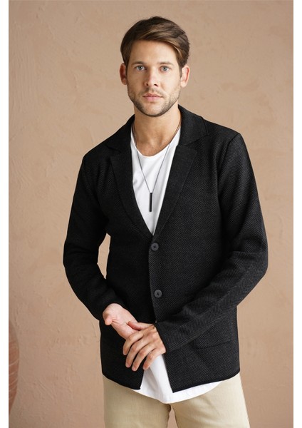 Erkek Füme Şal Yaka Çelik Örgü Ceket HIRKA-HRKCKT1824R03S