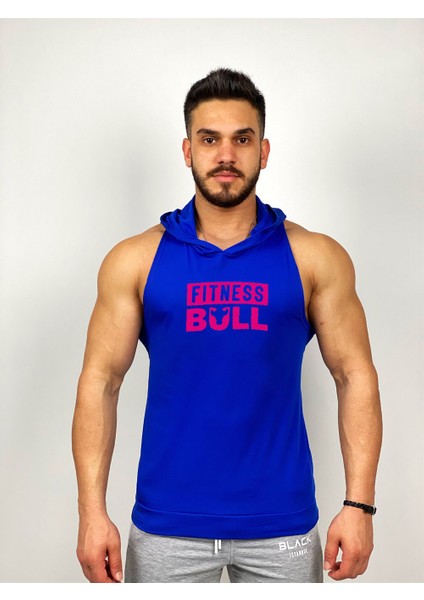 Mavi Erkek Regular Fit -Pink Fitness Bull- Baskılı Kapüşonlu Kolsuz Sporcu Hoodie