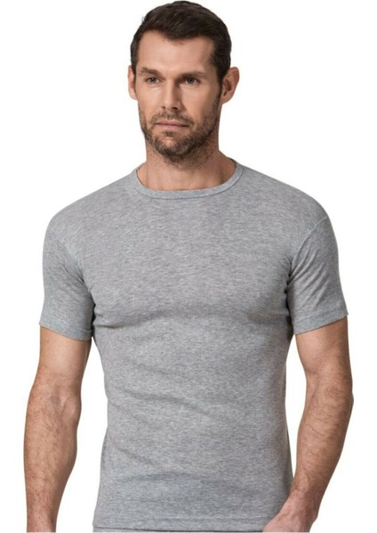 6 Adet Gri Renk Ribana 0 Yaka Fanila