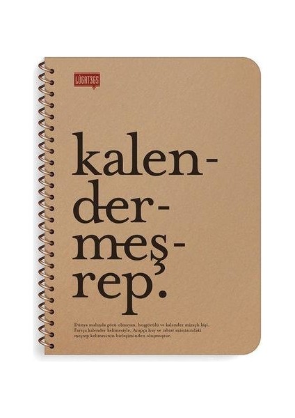 LUGAT365 Kraft Kapak Spiralli Defter 16 x 22 cm 80 Yp. Çizgili - Kalendermeşrep
