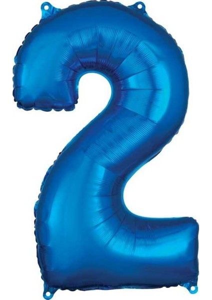 2 Rakam 80 cm Folyo Balon Mavi Renk