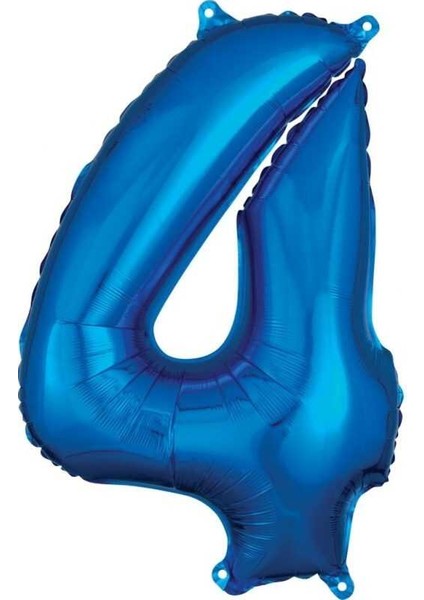 4 Rakam 80 cm Folyo Balon Mavi Renk