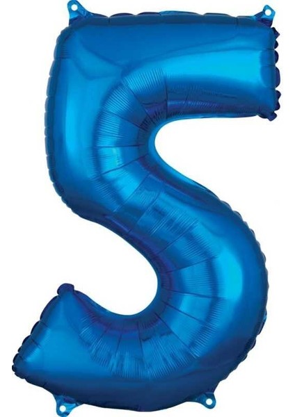 5 Rakam 80 cm Folyo Balon Mavi Renk