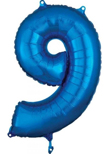 9 Rakam 80 cm Folyo Balon Mavi Renk