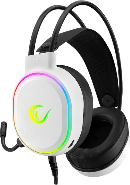 ROGUE Beyaz USB 7.1 Surround RGB Ledli Gaming Oyuncu Mikrofonlu Kulaklık