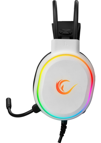 ROGUE Beyaz USB 7.1 Surround RGB Ledli Gaming Oyuncu Mikrofonlu Kulaklık