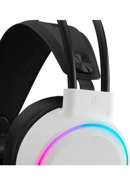 ROGUE Beyaz USB 7.1 Surround RGB Ledli Gaming Oyuncu Mikrofonlu Kulaklık