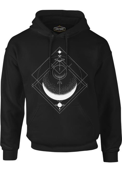 Lordd T-Shirt Ay Üçgeni Siyah Erkek Fermuarsız Kapüşonlu