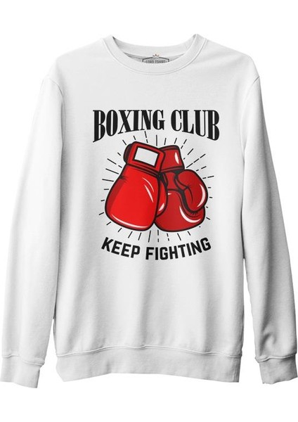 Lordd T-Shirt Boks Kulübü - Fight Beyaz Erkek Kalın Sweatshirt