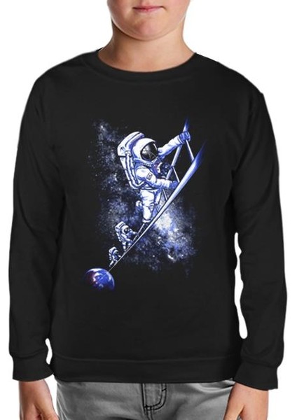 Lordd T-Shirt Stairs To The Moon - Astronotlar Siyah Çocuk Sweatshirt
