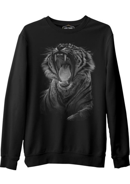 Lordd T-Shirt Roar - Kaplan Siyah Erkek Kalın Sweatshirt