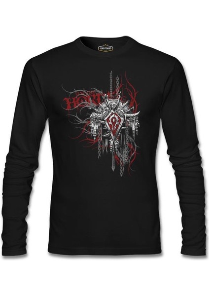 Lordd T-Shirt World Of Warcraft - Horde Logo In Cahins Siyah Erkek Sweatshirt