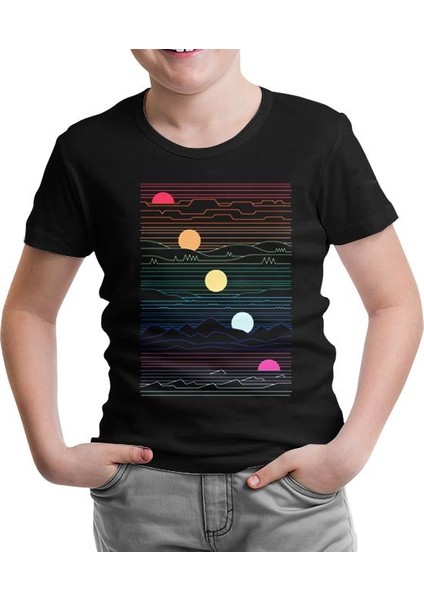 Lordd T-Shirt Sunset In Waves Siyah Çocuk T-Shirt
