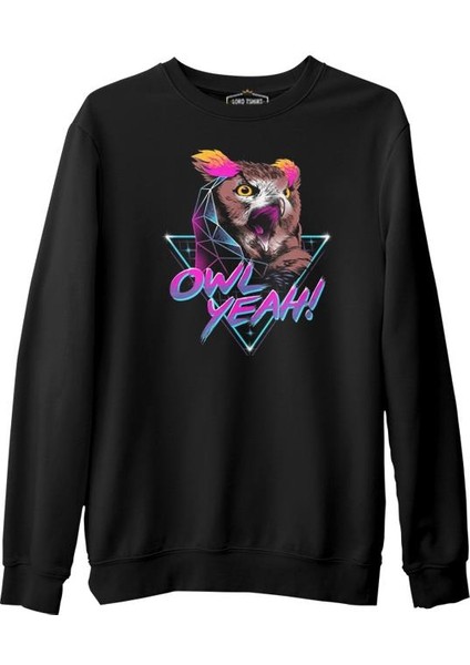 Lordd T-Shirt Yeah - Baykuş Siyah Erkek Kalın Sweatshirt