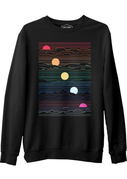 Lordd T-Shirt Sunset In Waves Siyah Erkek Kalın Sweatshirt
