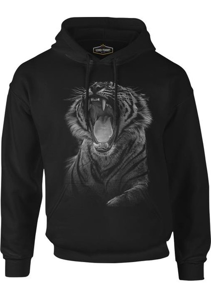 Lordd T-Shirt Roar - Kaplan Siyah Erkek Fermuarsız Kapüşonlu