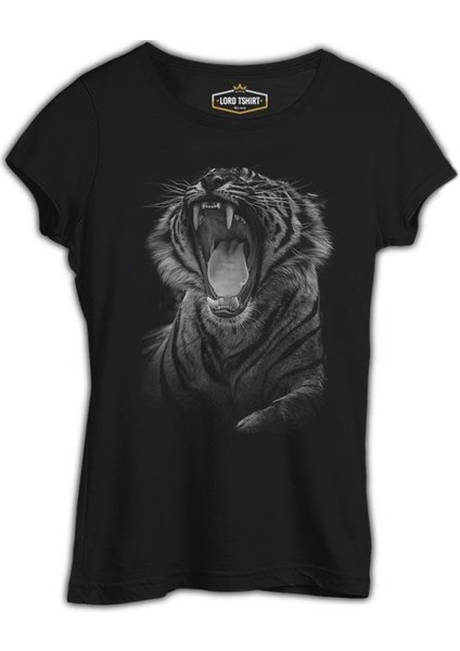 Lordd T-Shirt Roar - Kaplan Siyah Kadın T-Shirt