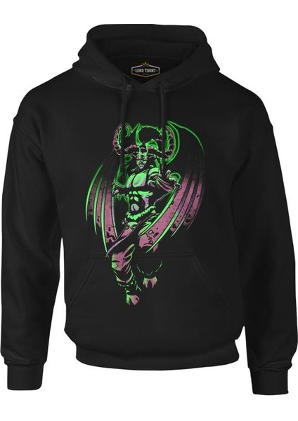 Lordd T-Shirt World Of Warcraft Legion - Illidan Siyah Erkek Fermuarsız Kapüşonlu