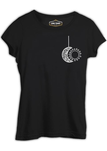 Lordd T-Shirt Mandala - Ay ve Güneş Siyah Kadın T-Shirt