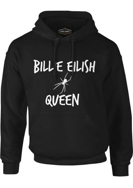 Lordd T-Shirt Billie Eilish - Queen Siyah Erkek Fermuarsız Kapüşonlu