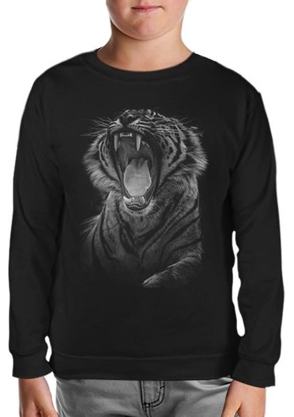 Lordd T-Shirt Roar - Kaplan Siyah Çocuk Sweatshirt