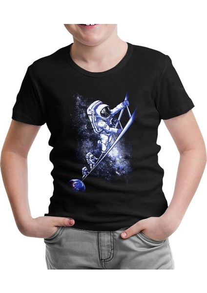 Lordd T-Shirt Stairs To The Moon - Astronotlar Siyah Çocuk T-Shirt
