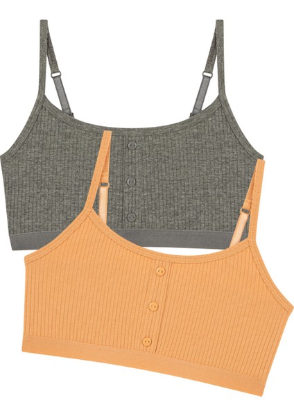 Çok Renkli Teen Grey Button Rib 2li Yarım Atlet indirimleri