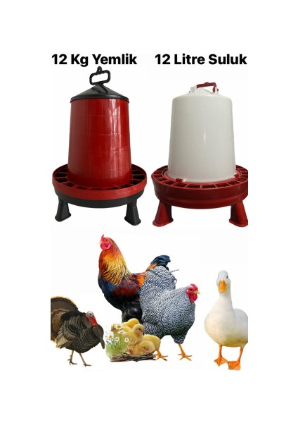 Ayaklı Yemlik ve Suluk 2li Set 12 kg Tavuk Yemliği Hindi Kanatlı Kümes Hayvanı Yemlikleri indirimleri
